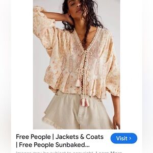 Free People Bomber Jacket in Cream and Pink